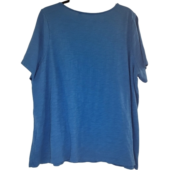 Catherine's Plus Petite Slub Knit Crochet Teal Tee•1XWP NWOT - Picture 3 of 6